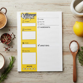 Bloco De Notas Papel para Receitas Culinárias em Tamanho Normal |