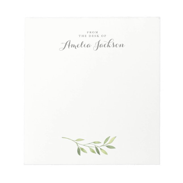 Bloco De Notas Papel Personalizado Folha Verde Moderno (Frente)