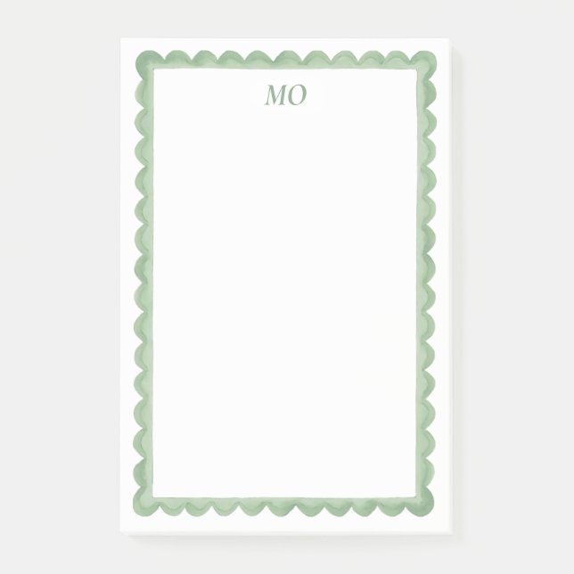 Bloco De Notas Papel Timbrado com Monograma | Personalizado Verde (Frente)