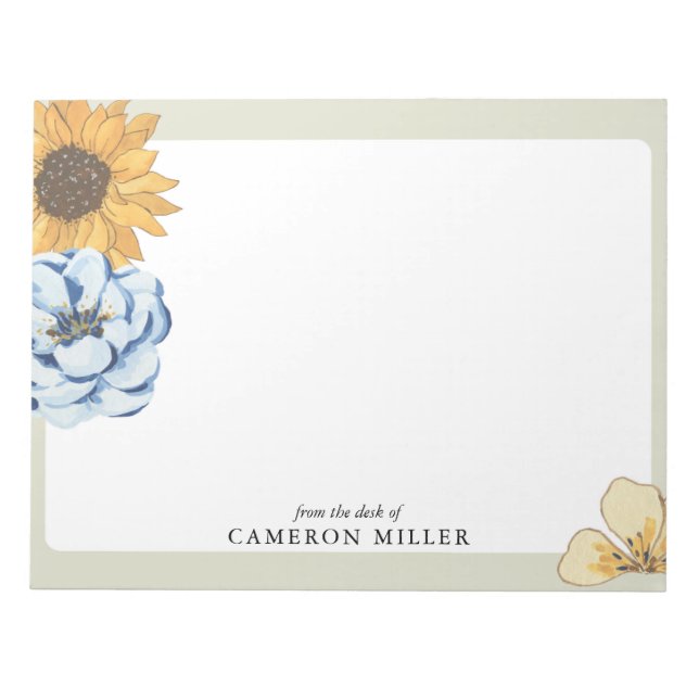 Bloco De Notas Papel timbrado Floral em aquarela elegante De: (Frente)
