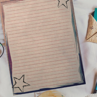 Bloco De Notas Papel Vermelho Rústico Estrelas Rústicas Borda Chi