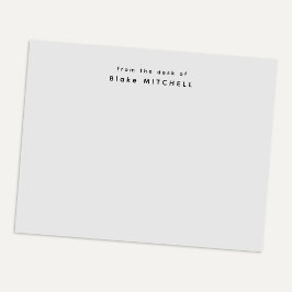 Bloco De Notas Papelaria Cinza Moderno com Monograma de Mesa