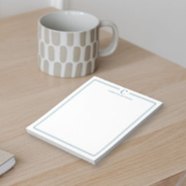 Bloco De Notas Papelaria com Monograma Borda Azul Marinho Elegant