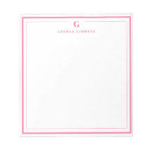 Papelaria com Monograma Personalizado e Borda Rosa