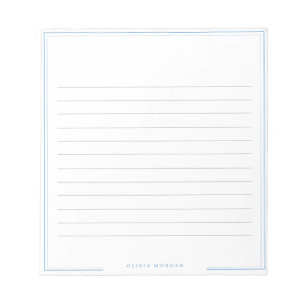 Bloco De Notas Papelaria de Linhas com Borda Azul Simples em Pó N