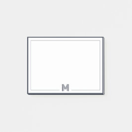 Bloco De Notas Papelaria de Monograma Minimalista com Borda Dupla
