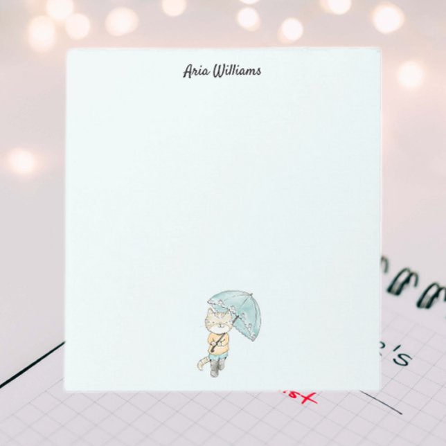 Bloco De Notas Papelaria Gato na Chuva (Criador carregado)