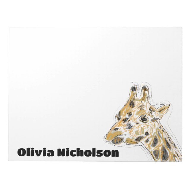Bloco De Notas Papelaria Personalizada Arte Doodle Girafa  (Frente)