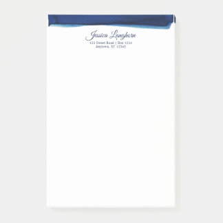 Bloco De Notas Papelaria Personalizada de Aquarela Azul-Marinho E