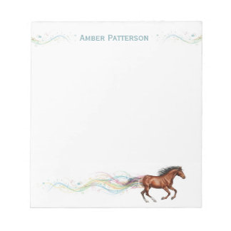 Bloco De Notas Papelaria Personalizada de Cavalo Cavalo Marrom &