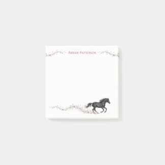 Bloco De Notas Papelaria Personalizada de Cavalo Cavalo Preto Flo