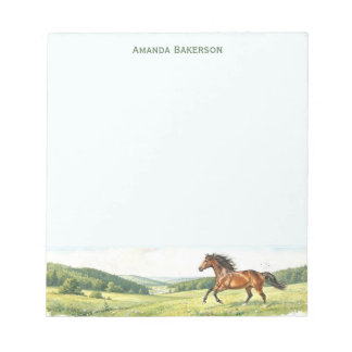 Bloco De Notas Papelaria Personalizada de Cavalo com Nome Customi