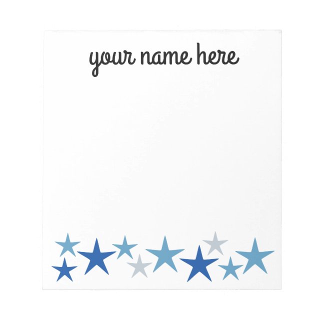 Bloco De Notas Papelaria Personalizada de Estrelas para Meninos (Frente)