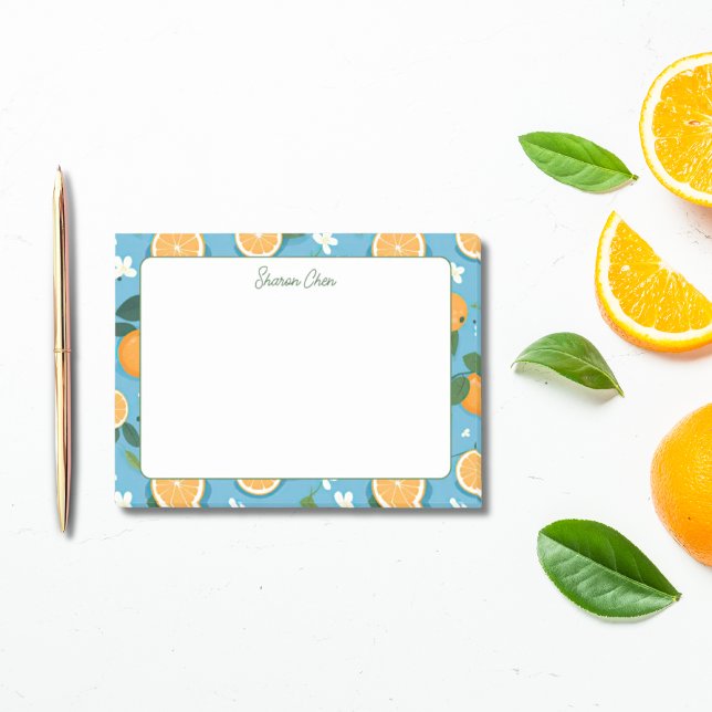 Bloco De Notas Papelaria Personalizada De Nomes De Laranjas De Ve (Summer Oranges Custom Name Stationery Post-it Notes)