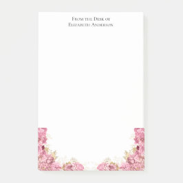 Bloco De Notas Papelaria Personalizada Elegante com Rosas Rosa
