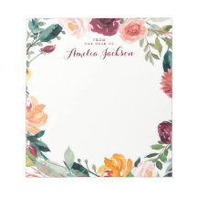 Papelaria Personalizada Flor de Borgonha Aquarela
