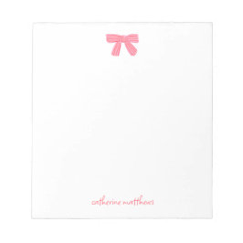 Bloco De Notas Papelaria Personalizada Rosa Feminina com Laço