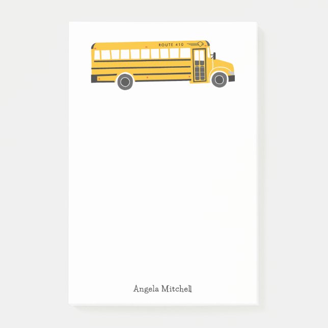 Bloco De Notas Papelaria Pessoal de Ônibus Escolar Amarelo (Frente)
