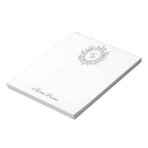 Bloco De Notas Papelaria Vintage de Monograma Floral Elegante