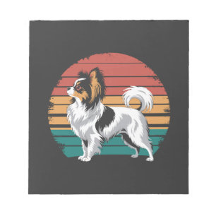 Bloco De Notas Papoila Retro Vintage Amante do Cão Papillon Anima