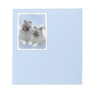 Bloco De Notas Par de Keeshond Pintura Original de Arte Animal