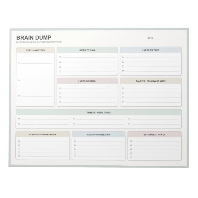 Bloco de Notas para Despejo Mental (Frente)