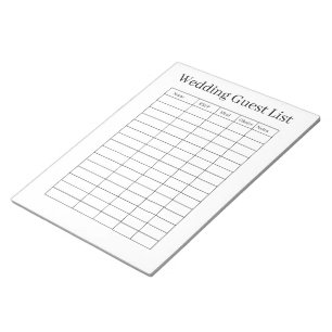 Bloco de Notas para Lista de Convidados de Casamen