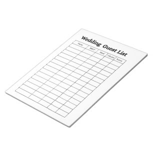 Bloco de Notas para Lista de Convidados de Casamen