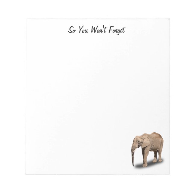 BLOCO DE NOTAS PARA QUE VOCÊ NÃO ESQUEÇA = ELEFANTE (Frente)