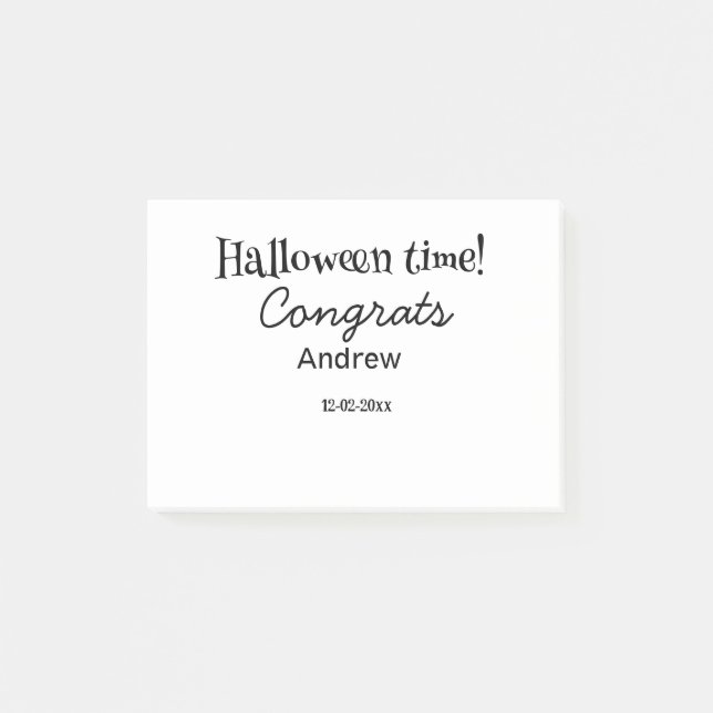 Bloco De Notas Parabéns pelo Halloween adicionar nome data ano gr (Frente)