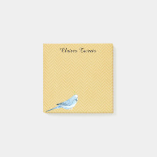 Bloco De Notas Parakeet azul com chapéu 3" do partido" notas do