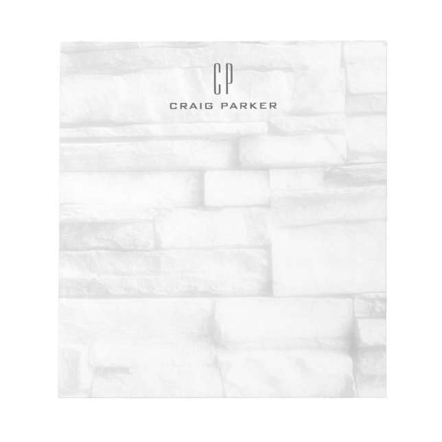 Bloco De Notas Parede Moderno Monograma Profissional Simples Liso (Frente)