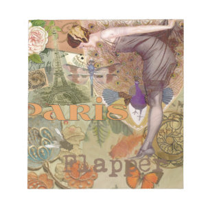Bloco De Notas Paris Flapper Art Deco Peacock Vintage