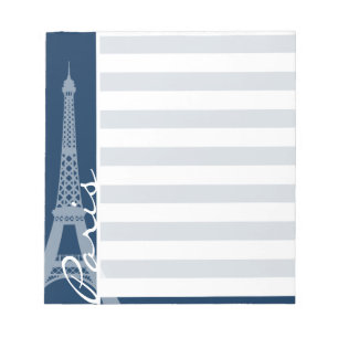 Bloco De Notas Paris; Listras horizontais azuis da meia-noite