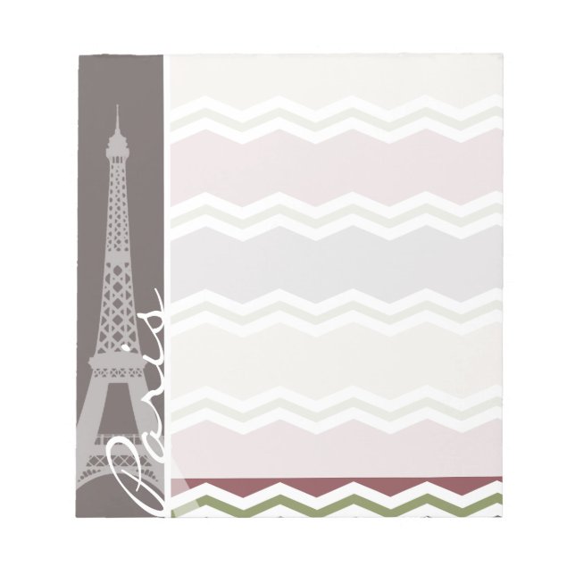 Bloco De Notas Paris; Maroon, Brown, Tan, & Green Chevron (Frente)