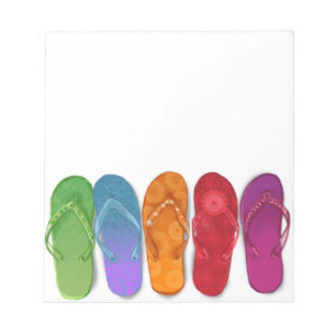Bloco De Notas Partido colorido da praia dos flip-flops das
