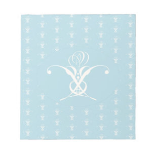 Bloco De Notas Páscoa Azul de Pastel com Flor Branco