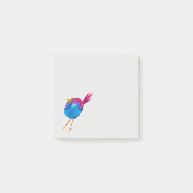 Bloco De Notas Passarinho azul adorável aquarela (Frente)