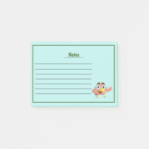 Bloco De Notas Pássaro Bonito com Linhas Notas de Posto