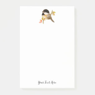 Bloco De Notas Pássaro Chickadee de Capa Negra