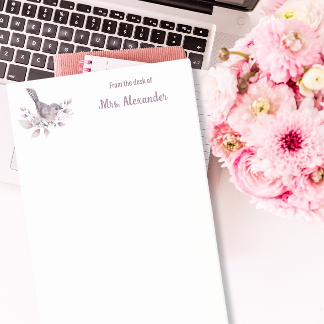 Bloco De Notas Pássaro Da Escrivaninha De Aquarela (Criador carregado)