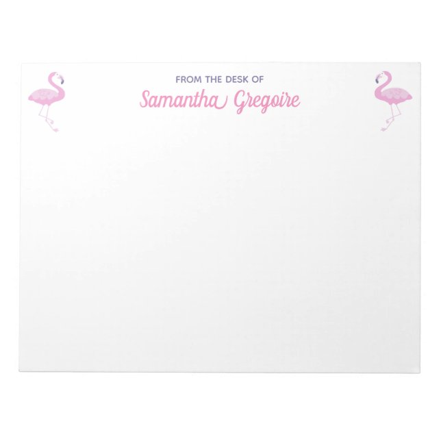 Bloco De Notas Pássaro Flamingo Rosa Da Mesa De (Frente)