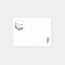 Bloco De Notas Pássaro Flor Personalizado