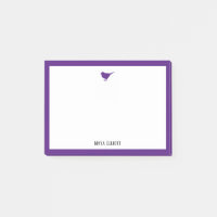 Pássaro roxo e borda em branco com nome