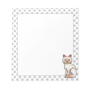 Bloco De Notas Pássaro Vermelho/Ragdolé Gato e Patas
