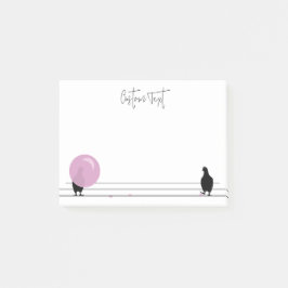 Bloco De Notas Pássaros bonitos e bonitos de Bublegum em um branc