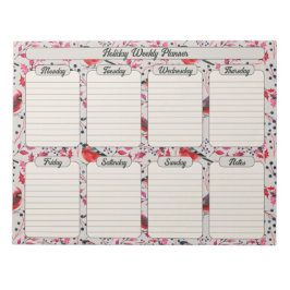 Bloco De Notas Pássaros de inverno de Natal Planejador Semanal