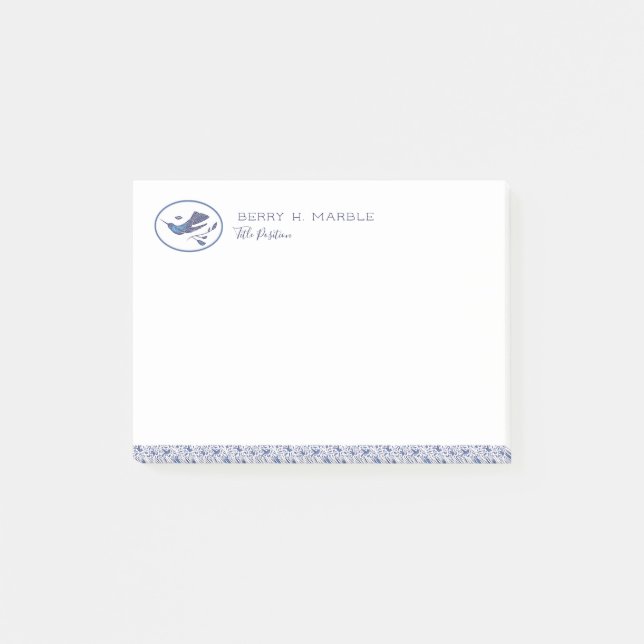 Bloco De Notas Pássaros & folhas do zumbido de Delft (Frente)