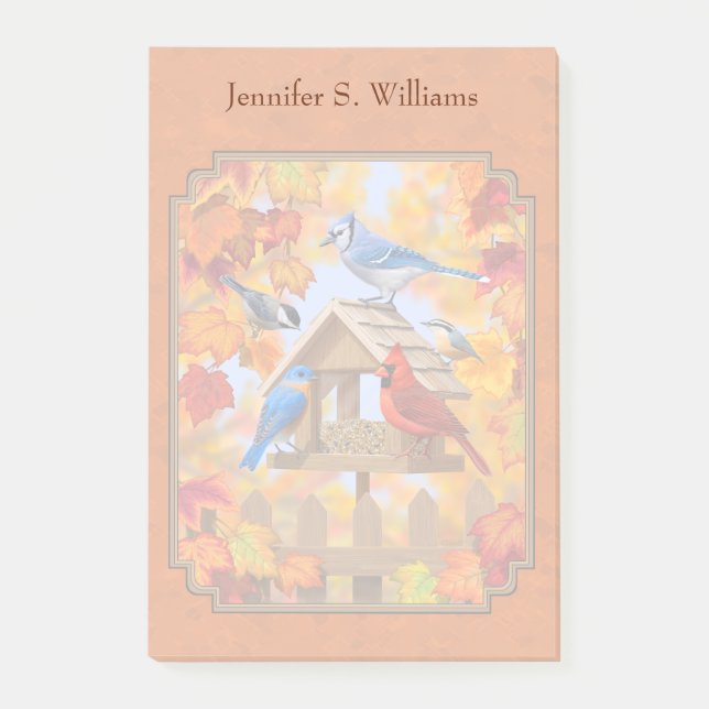 Bloco De Notas Pássaros Reunindo Outono Laranja (Frente)