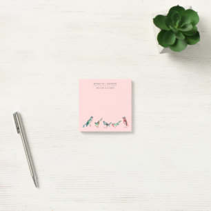 Bloco De Notas Pássaros rosa